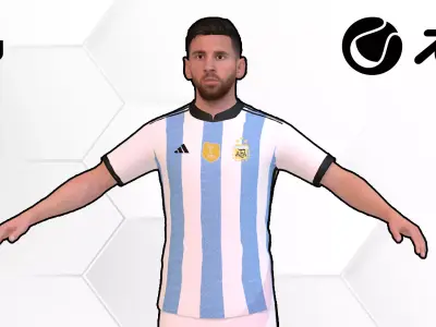 Lionel Messi - 3D Fully Rigged - Football Player Low-poly 3D model