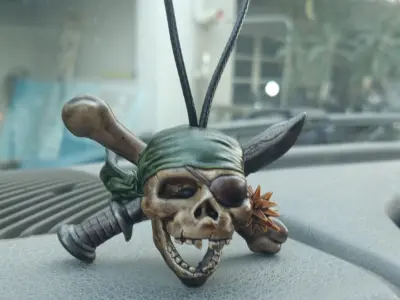 Pirate Skull car mirror hanger 3D print model