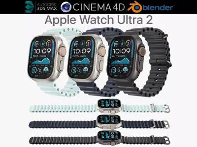Apple Watch Ultra 2 All colors 3D model