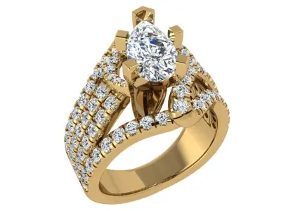 Pear Cut Diamond Ring 3547 3D print model
