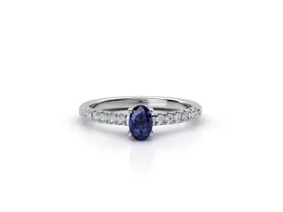 ZDR032 sapphire and diamond engagement ring 3D print model
