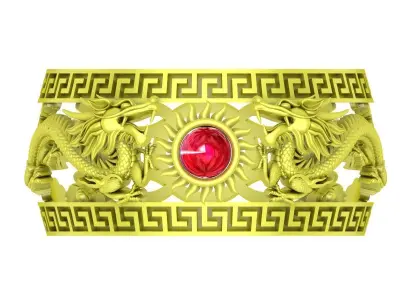 Luxury Dragon Greek Key Ring 3D Model 4169 3D print model