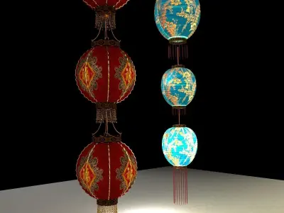 Chinese Red Lantern 3D model 33