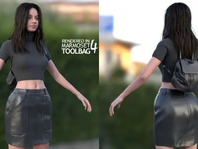 Woman - Summer Outfit 3 - Modular - Rigged Low-poly 3D model