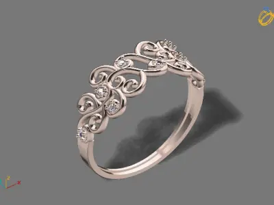 Womens Diamond Signet Ring Women Rings 3dmodels 3D print model 3D print model 12