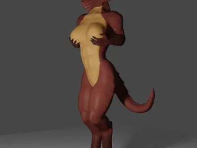 Anthro Dragon fully rigged 3D model