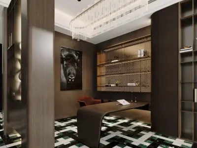 American-style modern study room 3D model