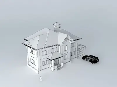 villa house with car Free 3D model
