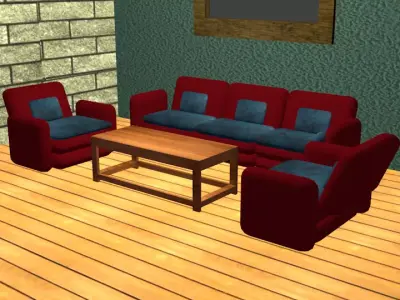 Sofa and table set 3D Model Free 3D model