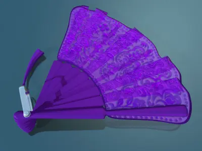 Hand fan lace multicolor rigged low poly Low-poly 3D model