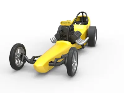 Front engine old school dragster with shell V3 Scale 1 to 25 3D print model