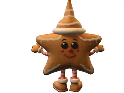 Gingerbread Star Low-poly 3D model