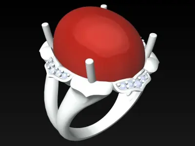 Oval Stone Ring - GN255 3D print model