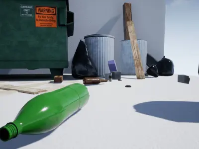 City Trash pack Low-poly 3D model