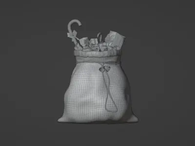 Christmas Gifts on Santa s Bag Low-poly 3D model