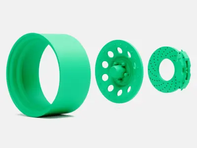 15x8 American Racing Gold Nugget Wheel and Brake 3D print model