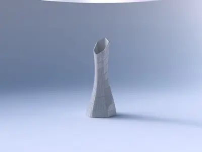 Vase squeezed and bent hexagon with grid plates 3D print model