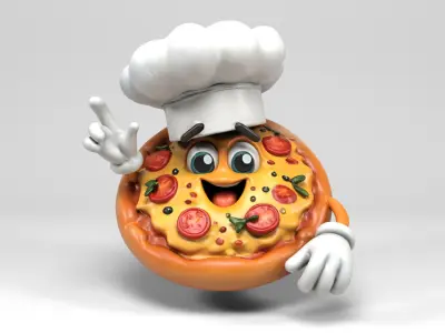 Pizza character 2 Low-poly 3D model