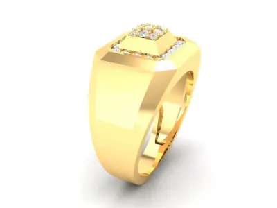 Luxury Square Diamond Men Ring 3D Model  132 3D print model