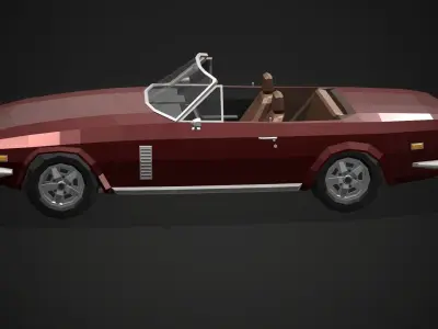 Low-Poly Retro Sports Car 02 Low-poly 3D model
