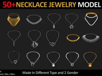 50 NECKLACE JEWELRY BASEMESH  Low-poly 3D model
