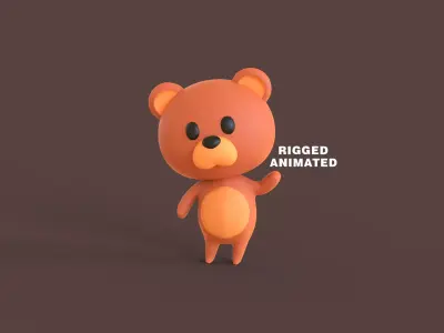 Little Funny Bear Animated Low-poly 3D model