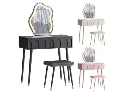 Ensemble coiffeuse avec tabouret et miroir Carmell 3D model