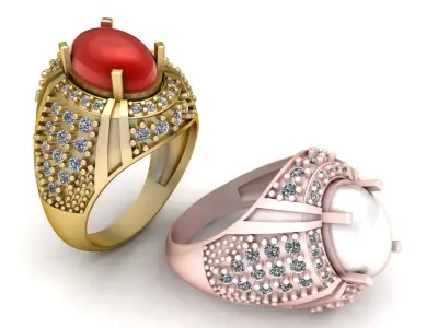 HIP HOP RED RUBY  RING 3D PRINTABLE MODEL  3D print model
