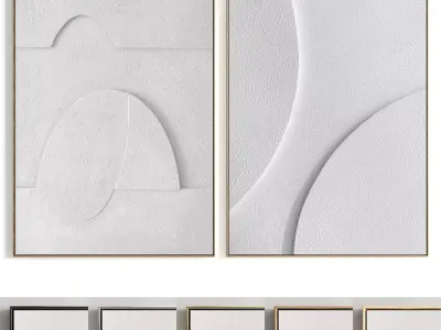 Plaster Two Photo Frame 457 Low-poly 3D model