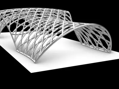 Pavilion Triangulated Wireframe Architecture Parametric v4 3D model