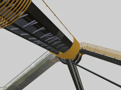 Steel Pedestrian Bridge-Escalator-Oblique Cone Column Type-26 3D model