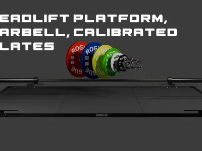 Deadlift Bar Platform Calibrated Plates Complete Set 3D model