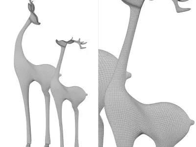 Deer sculpture Free low-poly 3D model