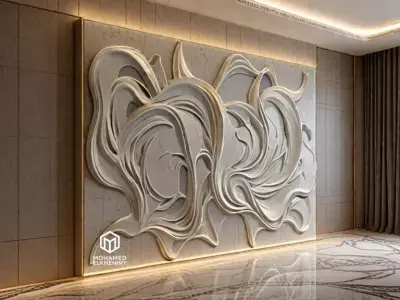 modern panel wall decor set wall relief mural CNC 93 3D model
