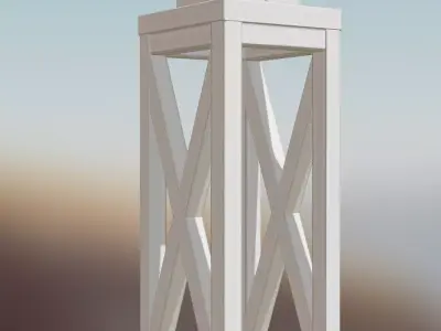 Lantern White Wood Free low-poly 3D model