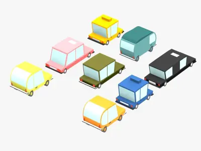 Low poly Car pack 2 Low-poly 3D model