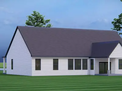 Modern Farmhouse Cozy Suburban Home 3D Model  3D model
