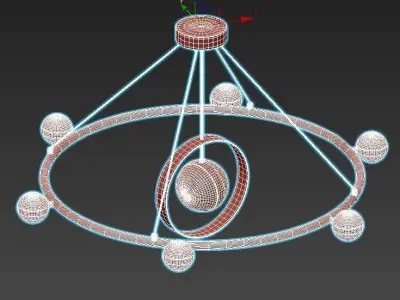 raise-p436 circular chandelier with glass shades 3D model