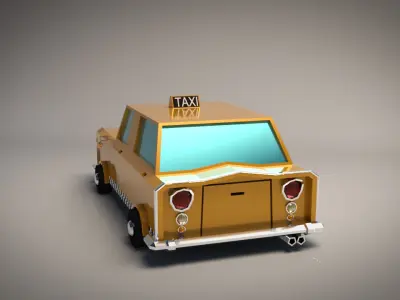 Low-Poly Cartoon Taxi Cab Low-poly 3D model
