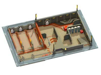 isometrical shooting room 01 Low-poly 3D model