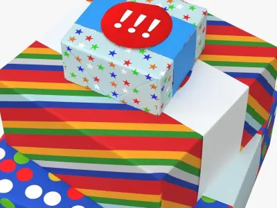 Hallmark Gift Boxes with Wrap Bands 3D model