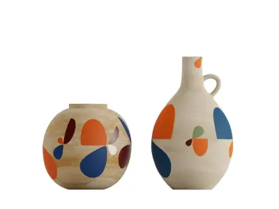 Two wheel thrown large vases 3D model