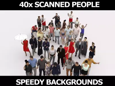 40x Crowds Scanned Casual 1a2 Elegant Cafe Sitting People Low-poly 3D model