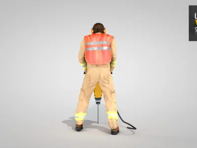 Builder with Jackhammer 3D model