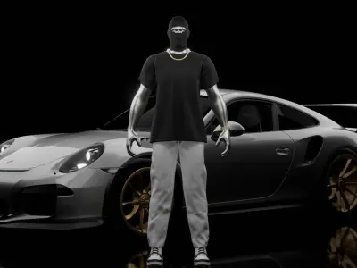 Animated T-shirt mockup 3D model