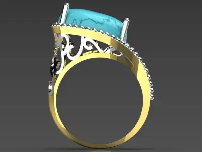  Luxury two-tone ring with turquoise modelgr0112 3D print model