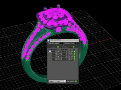 Luxury Cluster Halo Ring with Small Gems 3D print model