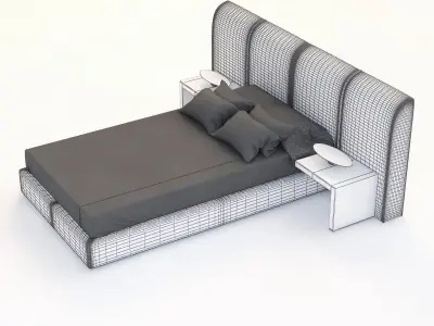 luxury hotel room bed 3D model