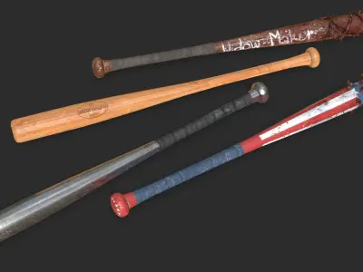 Baseball Bats Assets 01 Low-poly 3D model