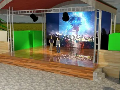 Amphitheatre outdoor stage in field 3D model